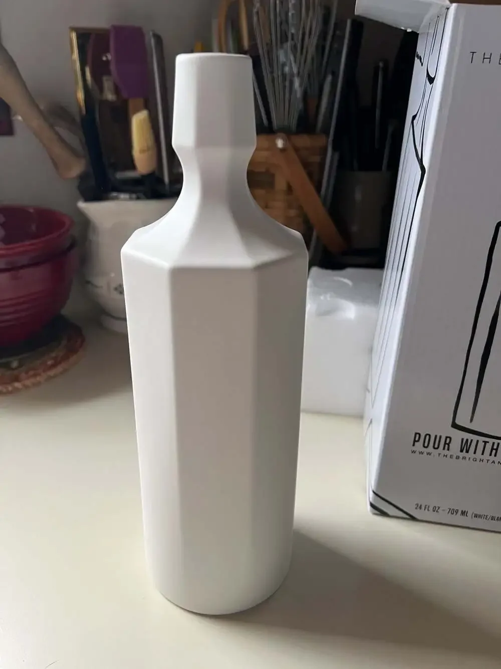The Bright Angle Elixir Olive Oil Bottle 24 FL OZ Pour with Love White